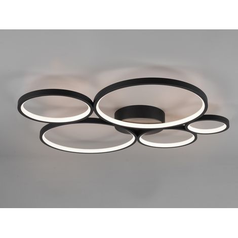 LED Deckenlampe RONDO Ringleuchte flach & dimmbar in Schwarz, Breite 59cm