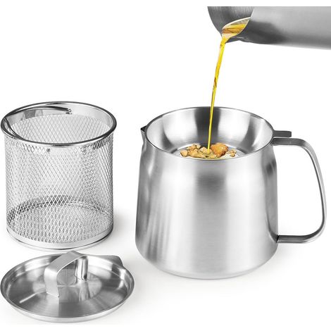 Friteuse - Panier filtre - Sépare les résidus de graisse - Friteuse en acier inoxydable avec panier et passoire - Grande capacité (1/5)
