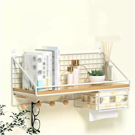 JSSEVN - Shower shelves, single-layer metal storage rack for toiletries, wall-mounted storage rack, metal storage rack (1/3)