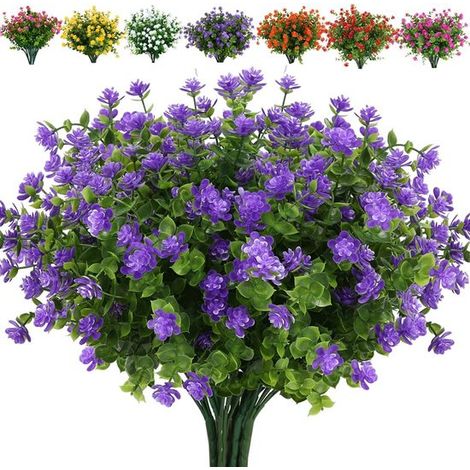 Fiori artificiali - 10 mazzi - Adatti per uso esterno - Realizzati in plastica - Adatti sia per interni che per esterni - Viola (1/5)
