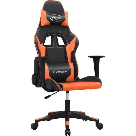 Maison Exclusive - Sedia da Gaming Massaggiante Nero e Arancione in Similpelle (1/5)