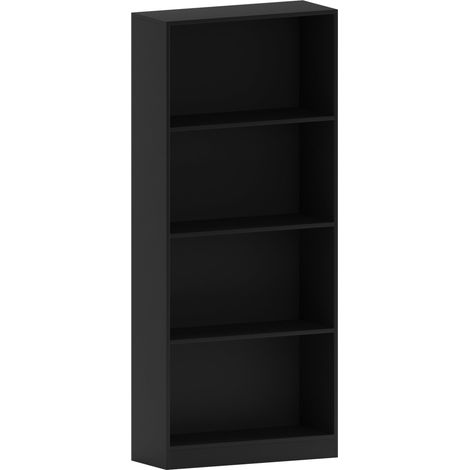Cambridge 4 Tier Large Bookcase Shelving Storage Unit, Black