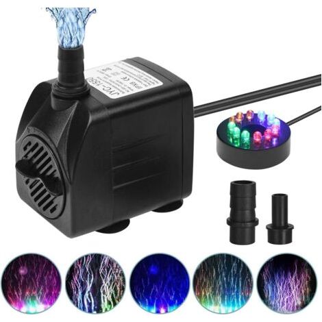 Pompe Eau Submersible, 800L/H 16W Aquarium Pompe avec 12 Couleur LED Ajustable,1m pour Aquarium, étang, Fontaine, Jardin (1/5)
