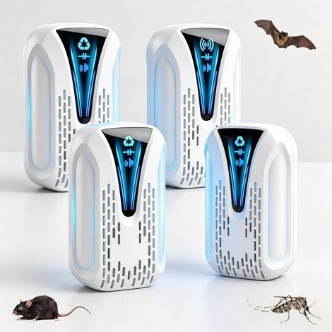 Verbesserter Ultraschall-Schädlingsbekämpfer 2026, 4er-Packung, Ultraschall-Mäuseabwehr, sicher für Haustiere und Menschen, wirksam gegen Kakerlaken, Ratten, Spinnen und Mücken – Weiß (1/5)