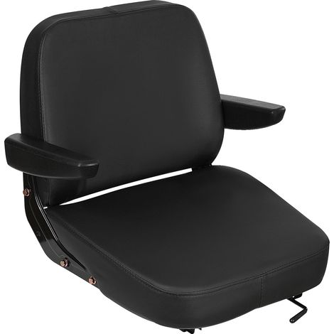 Asiento para carretilla elevadora, reposabrazos ajustables, construcción resistente, color negro. (1/2)