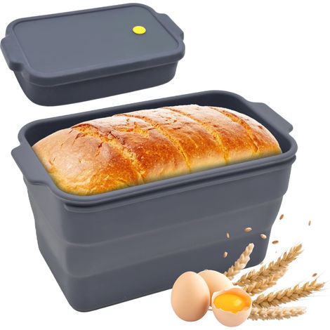 Moule Pain de Mie en Silicone avec Couvercle, Moule à Cake Flexible Antiadhésive Sans BPA, Pliable Résistant à la chaleur aux Pâtisseries, Pains, Gâteaux, Four, Micro-ondes (23 × 13 cm)