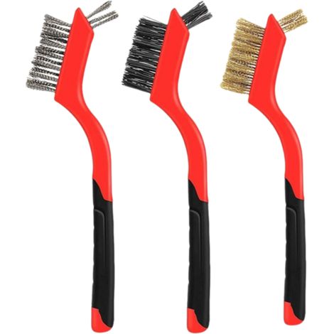 Brosse Métallique - Brosse En Nylon Laiton Acier Inoxydable - Pour Nettoyage Profond Rouille Saleté Peinture - 18 Cm - Lot De 3 (1/5)