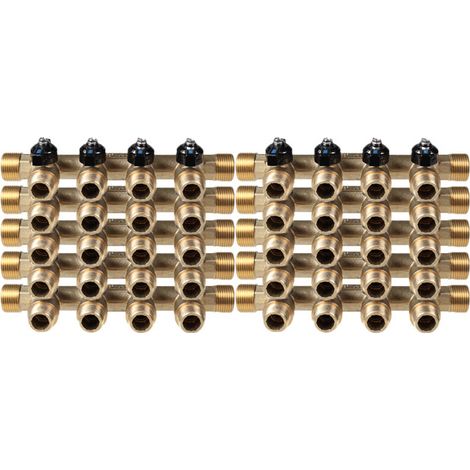 10 Collecteurs mini-vanne mâle 3/4" (20/27) - femelle 1/2" (15/21) - 4 piquages mâle 1/2" (15/21) - Arcanaute