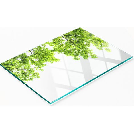 Tabla decorativa de cristal para servir aperitivos con dise帽o de hojas de roble, 80x52 cm.