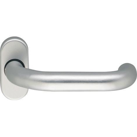 ECO D 116 - Poignée de porte - Poignée de porte sur rosace ovale - Poignée de porte avec ressort de maintien pour portes coupe-feu - Aluminium anodisé argenté