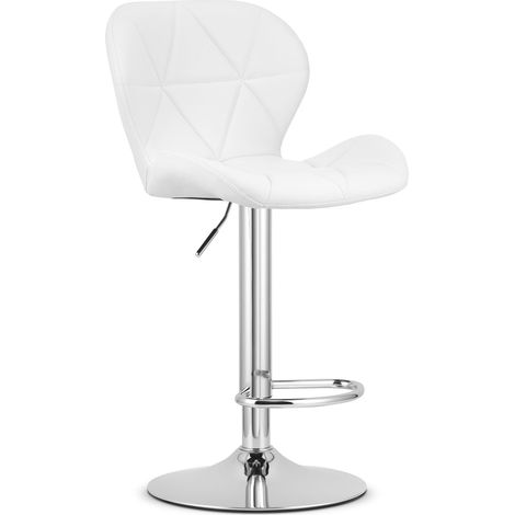 Sgabello West - ecopelle bianca / base cromata (1/5)