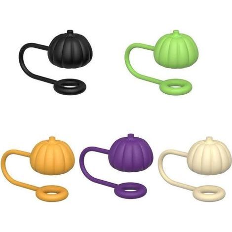 Coperchio in cannuccia - Non specificato - 10 tappi in silicone - Forma a zucca - Resistente agli schizzi - Portatile (1/4)