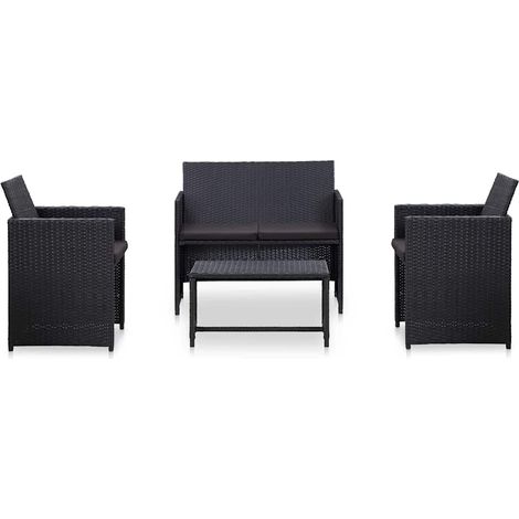 Maison Exclusive - 4-tlg. Garten-Lounge-Set mit Auflagen Poly Rat (1/5)