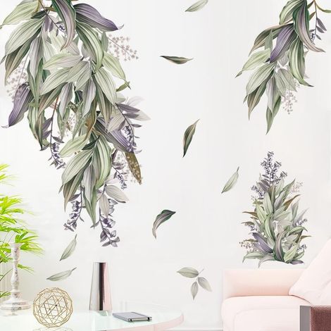 Stickers muraux à motif de feuilles, décoration pour salon et chambre, tableaux autocollants. (1/5)