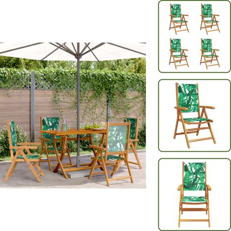Chaises inclinables de jardin lot de 4 vert tissu bois massif - Chaise De Jardin - Fauteuil De Jardin - Mobilier De Jardin - Meubles De Jardin - Chaise Inclinable (1/5)