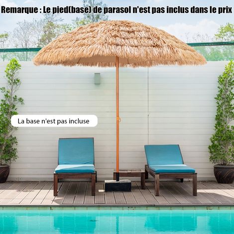 Parasol de Plage en Chaume PP 7 Couches 243CM de Style Hawaïen Parasol Tropical Portable 8 Baleines en Métal Bouton-Pression Imperméable pour Cour Bord de Piscine (1/3)