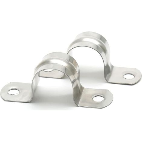 Lot de 30 supports en U M20, largeur 18 mm, avec double trou pour fixation robuste de tuyaux, serrage renforcé. (1/5)