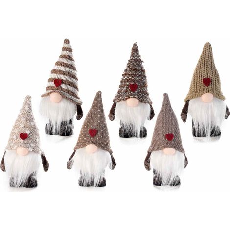 Set sei Babbo Natale decorativi da appoggiare con vestito barba e luci (1/3)