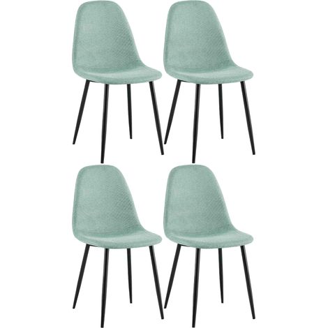 Conjunto de 4 sillas de comedor Napier Verde claro Tela
