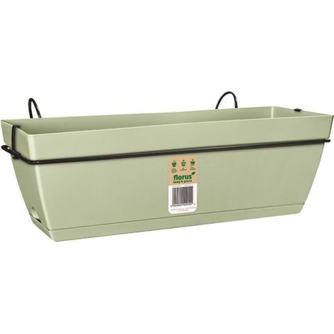 FLORUS - Balconnière Paris avec support 50 cm vert menthe