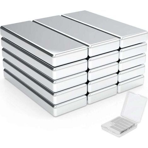 Imanes de tierras raras, 25 imanes rectangulares de neodimio, para refrigerador, sótano, edificio - 30 x 10 x 3 mm (1/4)