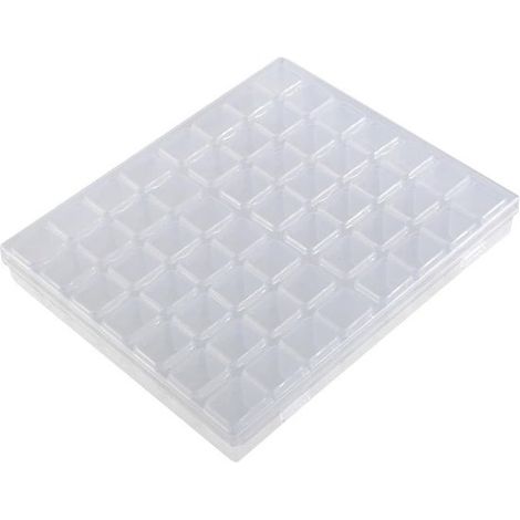Boîtes de rangement Peinture de diamants - 56 compartiments - Boîte à pilules - 21 x 17,5 x 2,5 - Petite boîte à compartiments - Plastique - Transparent - Pour nail art, Bijoux et diamants (1/5)