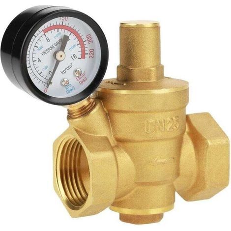 Druckregler, DN25 Einstellbarer, langlebiger Wasserdruckminderer aus Messing + metrischer Kanal (1,6 MPa) (1/4)