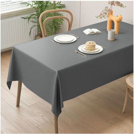 BRICOOMARKET 140 x 200 cm,Gris Clair Nappe AntiTaches Lavable, Nappe rectangulaire imperméable, pour Salle à Manger, Jardin, fête, Mariage ou Maison (1/5)