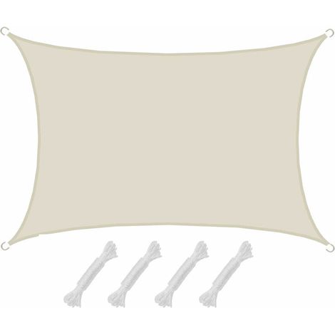 Voile d'ombrage rectangulaire 3x4 m en polyester beige ACKERMAN – UPF50+ – Résistant à la moisissure et aux intempéries – Bords renforcés (1/5)
