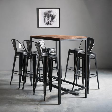Tabouret de bar noir en métal 44 x 49 x 116 cm (1/5)