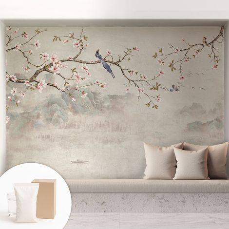 Papier peint intissé décoratif pour salon chambre et cuisine Facile à poser avec colle Paysage oriental 208x146 cm (1/5)