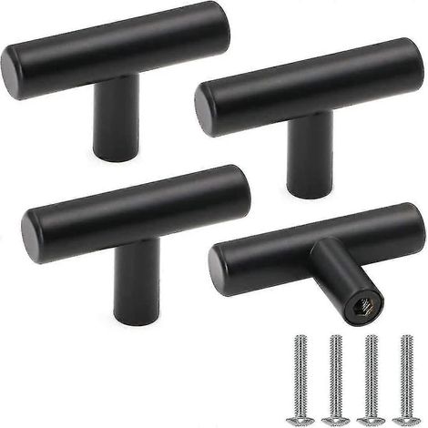 4er-Pack Schrankknöpfe, schwarze Edelstahl-Schranktürgriffe, Vintage-Schubladenknöpfe mit Schrauben