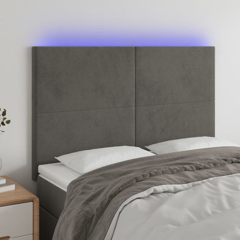 LED Kopfteil Dunkelgrau 144x5x118/128 cm Samt (1/5)