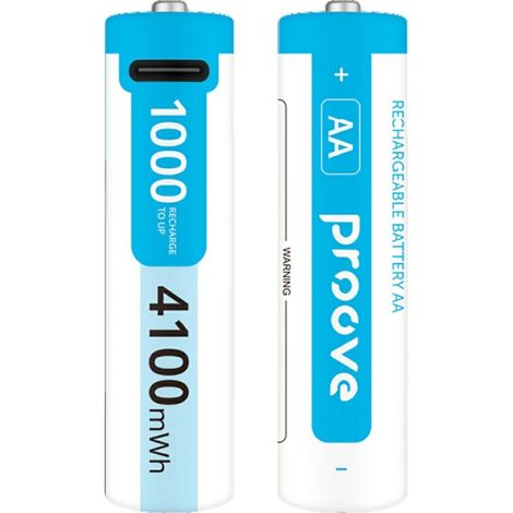 Pilas recargables Proove AA de 4100 mWh, 2 unidades, blancas