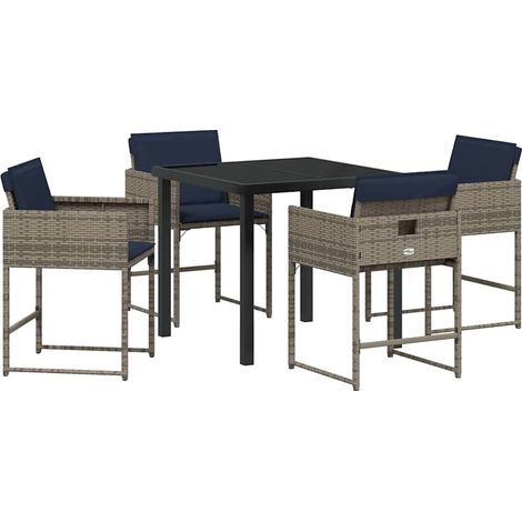Maison Exclusive - Set da Pranzo per Giardino con cuscino 5 pcs Grigio polyrattan (1/5)