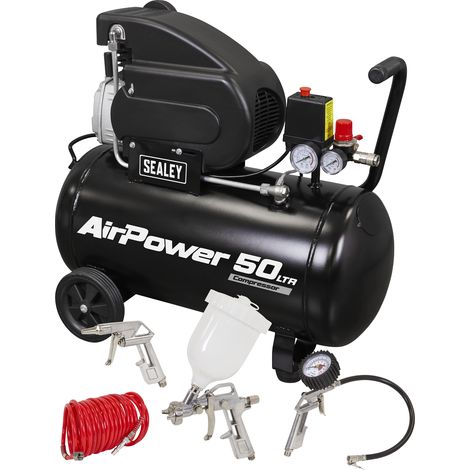Sealey SAC5020APK 50L Direct Drive Air Compressor 2hp with 4pc Air Accessory Kit