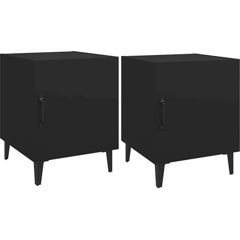 Comodini 2 pz Neri in Legno Multistrato vidaXL (1/5)