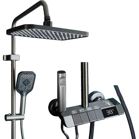 Système de Douche, 4 Modes de Débit d'Eau, Design Anti-Brûlure, Gris(D) (1/2)