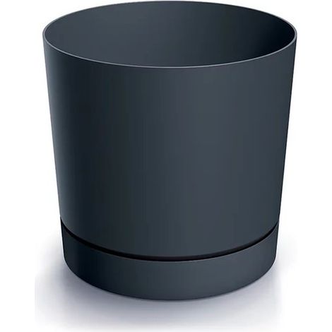Maceta tubular antracita con platillo P DPOP150-S433