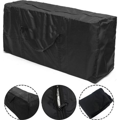 Sac de rangement pour mobilier d'extérieur, sac de rangement étanche et anti-poussière noir (122 x 39 x 55 cm) (1/5)