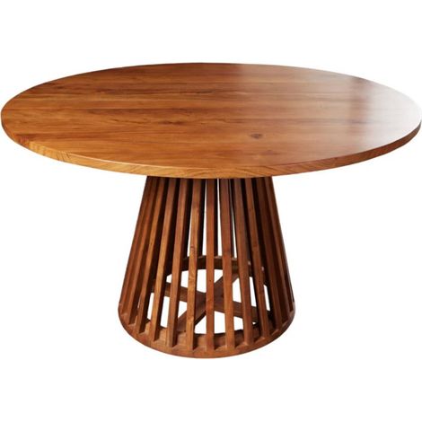 Esstisch TALMA – Rund Durchmesser 120 cm – Massives lackiertes Akazienholz – Rustikaler Stil