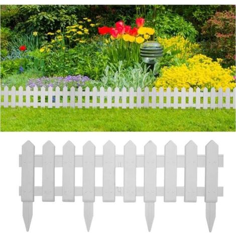Bordure de pelouse 5 pièces blanche 1,9 m, clôture pastorale jardin vert petite clôture (1/3)