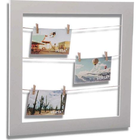 Cadre photo décoratif pour photo de table ou à accrocher Dimensions (H x L x L) 40 x 5 x 40 cm, bois MDF, Couleur blanc (1/4)