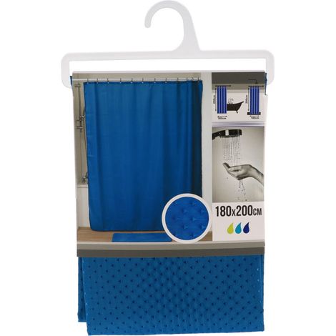 Rideau de douche polyester 180x200cm motifs diamants - bleu canard - Tendance (1/3)