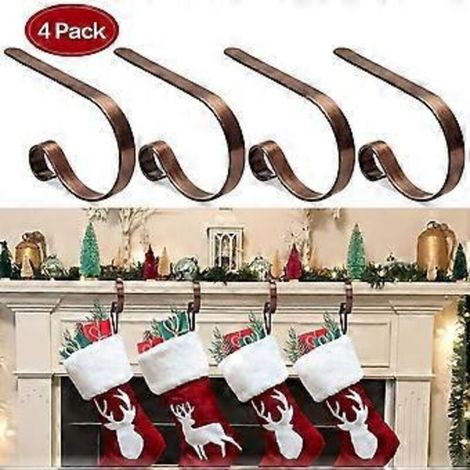 Ensemble de 4 supports de chaussettes de Noël pour cheminée SZTXJ, légers et antidérapants, réglables. (1/4)