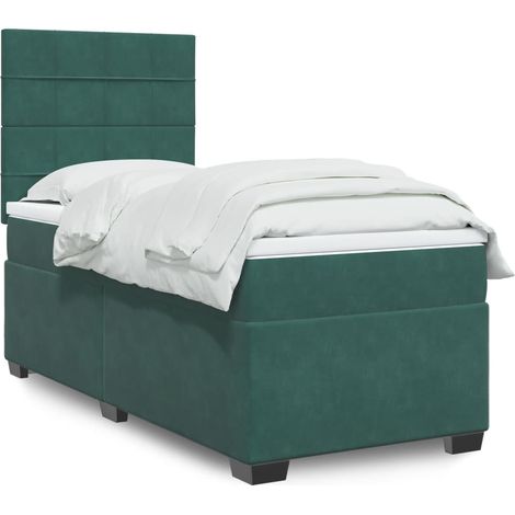 vidaXL Sommier à lattes de lit et matelas Vert foncé 80x200 cm Velours (1/5)