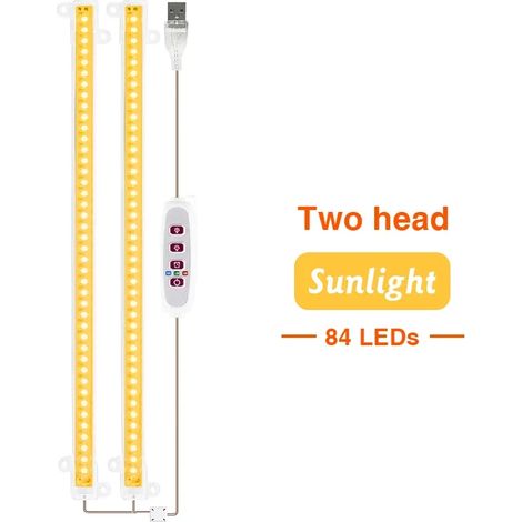 Lampes de croissance pour plantes Lampe de croissance LED (Sunlight 2 têtes) à spectre complet USB 5V pour plantes d'intérieur, semis et serres (Fitolampy). (1/5)