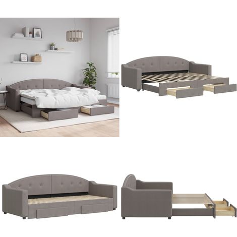 Tagesbett Ausziehbar mit Schubladen Taupe 80x200 cm Stoff - Sofa - Schlafcouch - Gästebett - Tagesbett - Wohnzimmermöbel - Home & Living