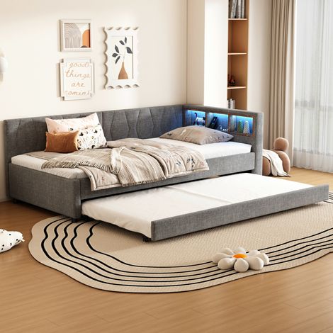 Cama nido 90x200 con USB, LED y almacenaje OKMYHOME (1/5)