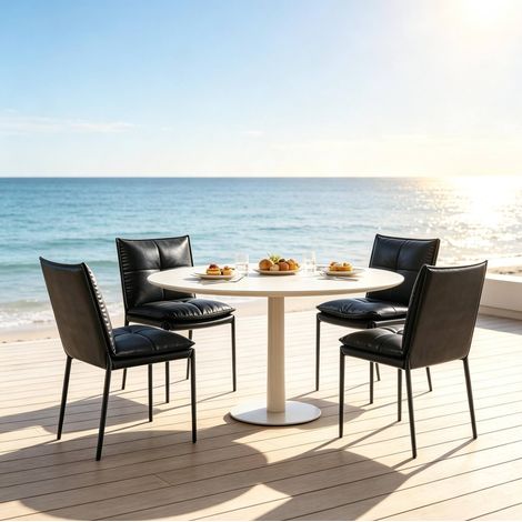 Sillas de comedor lote de 4, respaldo alto capitoné, negro HAVRYA (1/5)